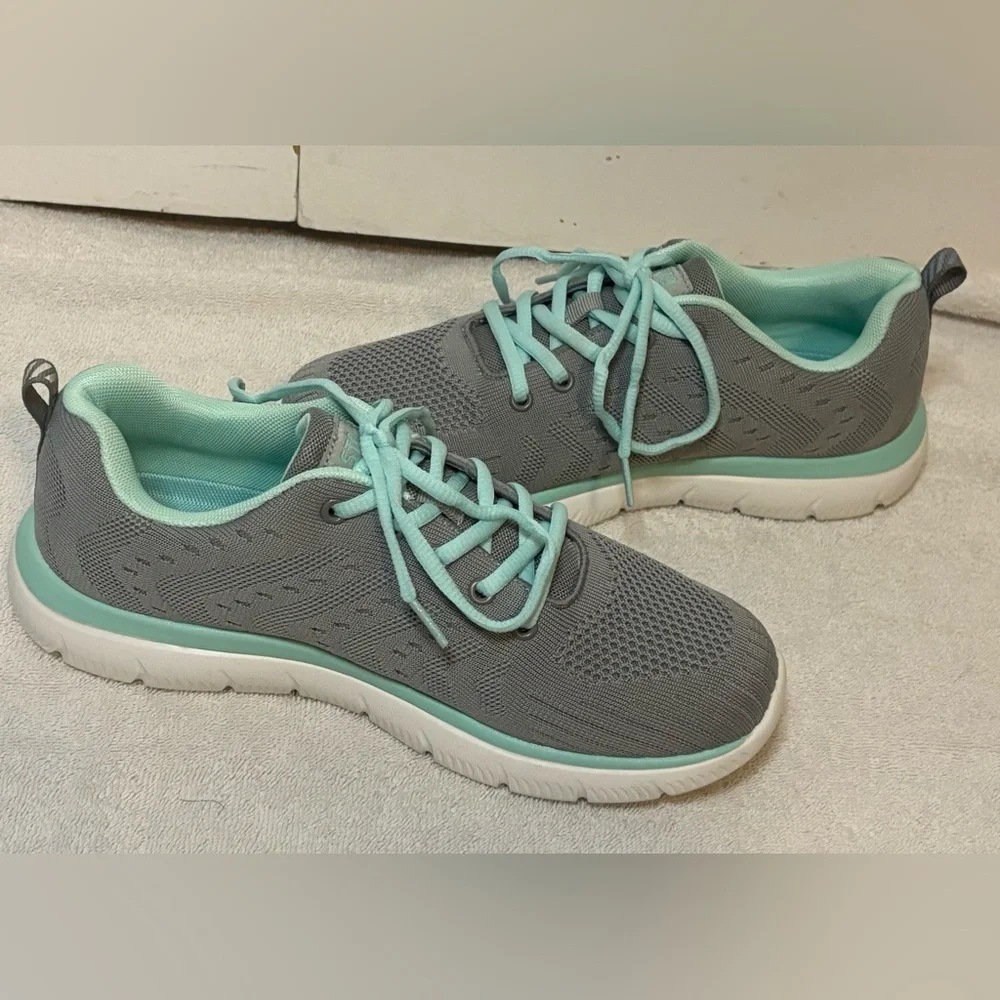 STQ Women’s Grey/Aqua Lightweight Walking Shoes Size 9 - Picture 3 of 7